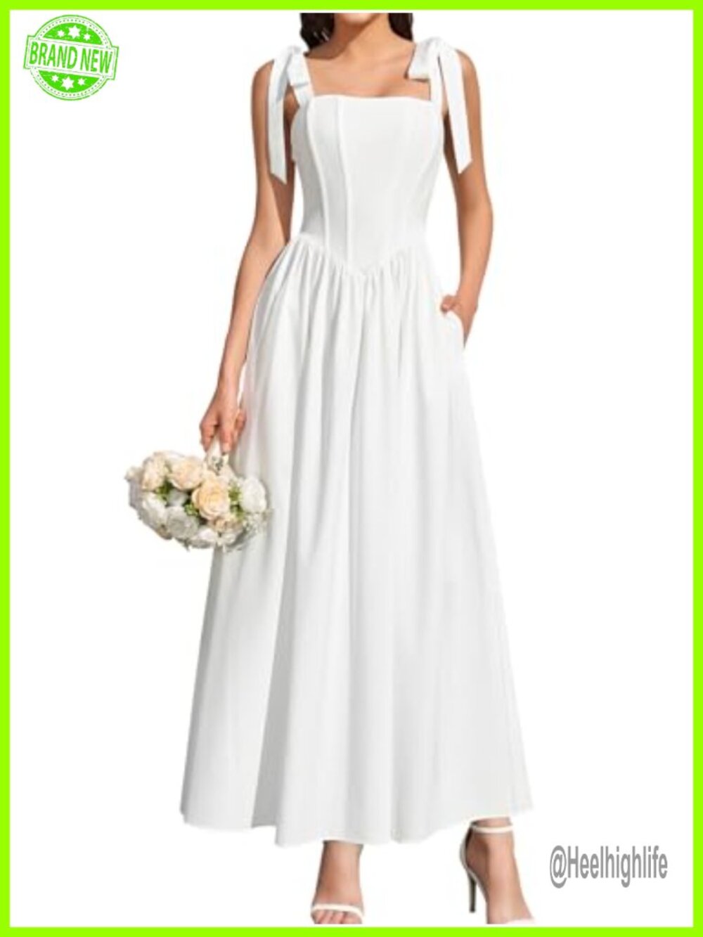 Women's Floral Maxi Dress Square Neck Tie Strap Corset Sundress